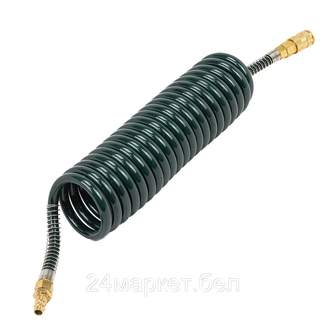 Rock FORCE Шланг витой полиуретановый 8мм х 12мм х  5м с быстроразъемами (максимальное давление - 15bar, рабочая температура от -20 до +60 гр.) Rock FORCE RF-1208-5M