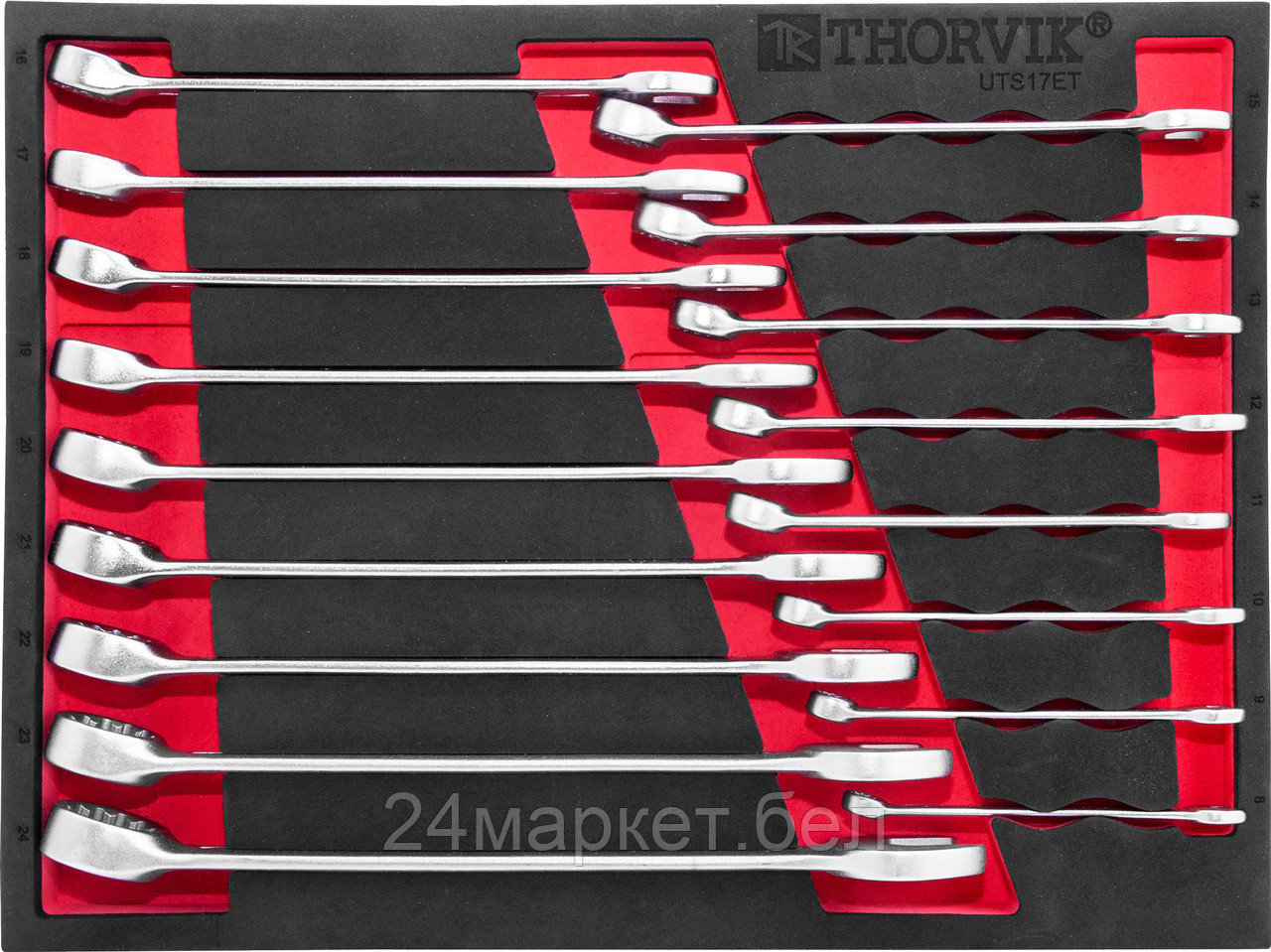 Thorvik UTS17STE UTS17STE Набор ключей комбинированных в EVA ложементе 280х375 мм, 17 предметов