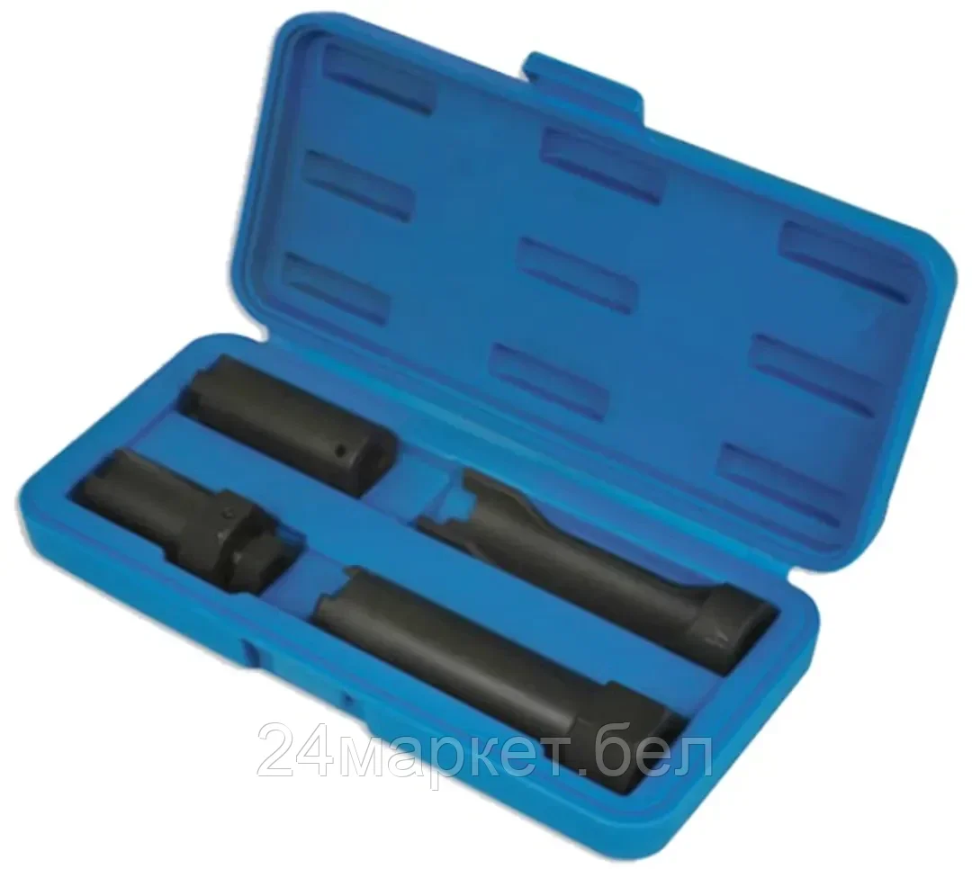 Rock FORCE Набор головок шлицевых для дизельных форсунок грузовых а/м 4пр.(4зуб.:L-70мм, резьба М14х1.5мм; 4зуб.:L-72мм,1/2"; 4зуб.:L-120мм; 3зуб.:L-120мм, 1/2") Rock FORCE RF-904K1