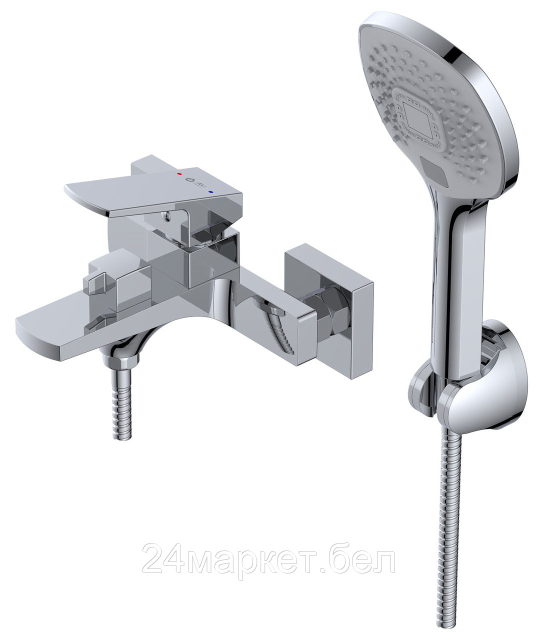 Смеситель для ванны (Lt) D35, серия NEO AV Engineering (Короткий излив, длина 165 мм, лейка и шланг в комплекте, монолитный) AVNEO3-A170-130