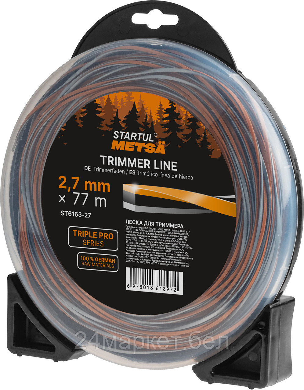 Леска ф 2.7 мм х 77 м витой квадрат сеч. TRIPLE PRO STARTUL METSA